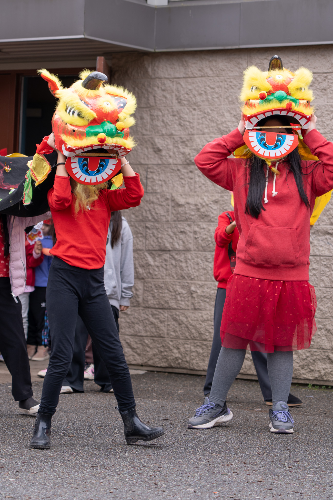 Albion Lunar New Year-2 Albion Elementary students participate in the lion dance for Lunar New Year.