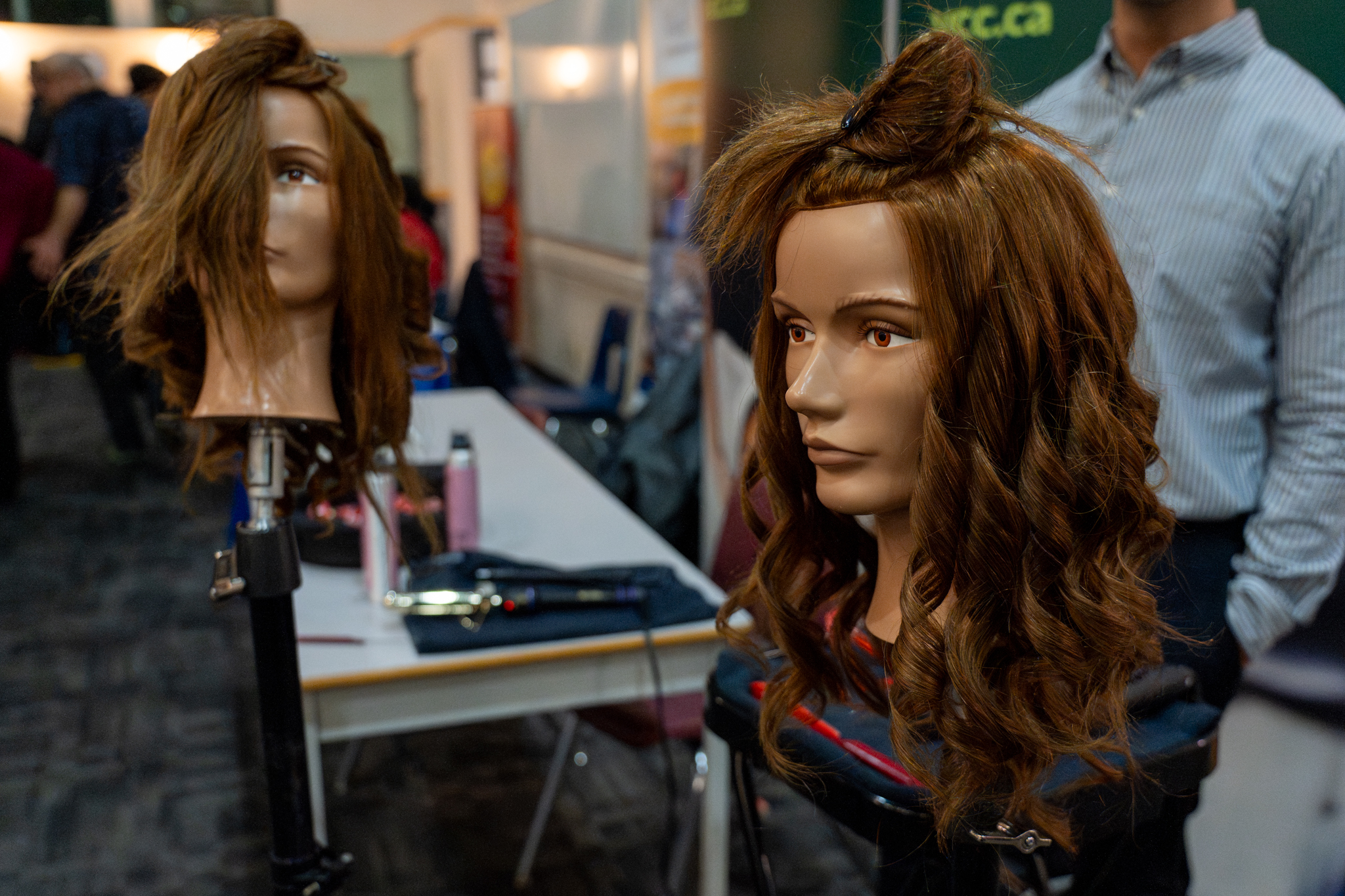 SD42 Trades Showcase 2026-099 Hair mannequins at the 2026 SD42 Trades Showcase.