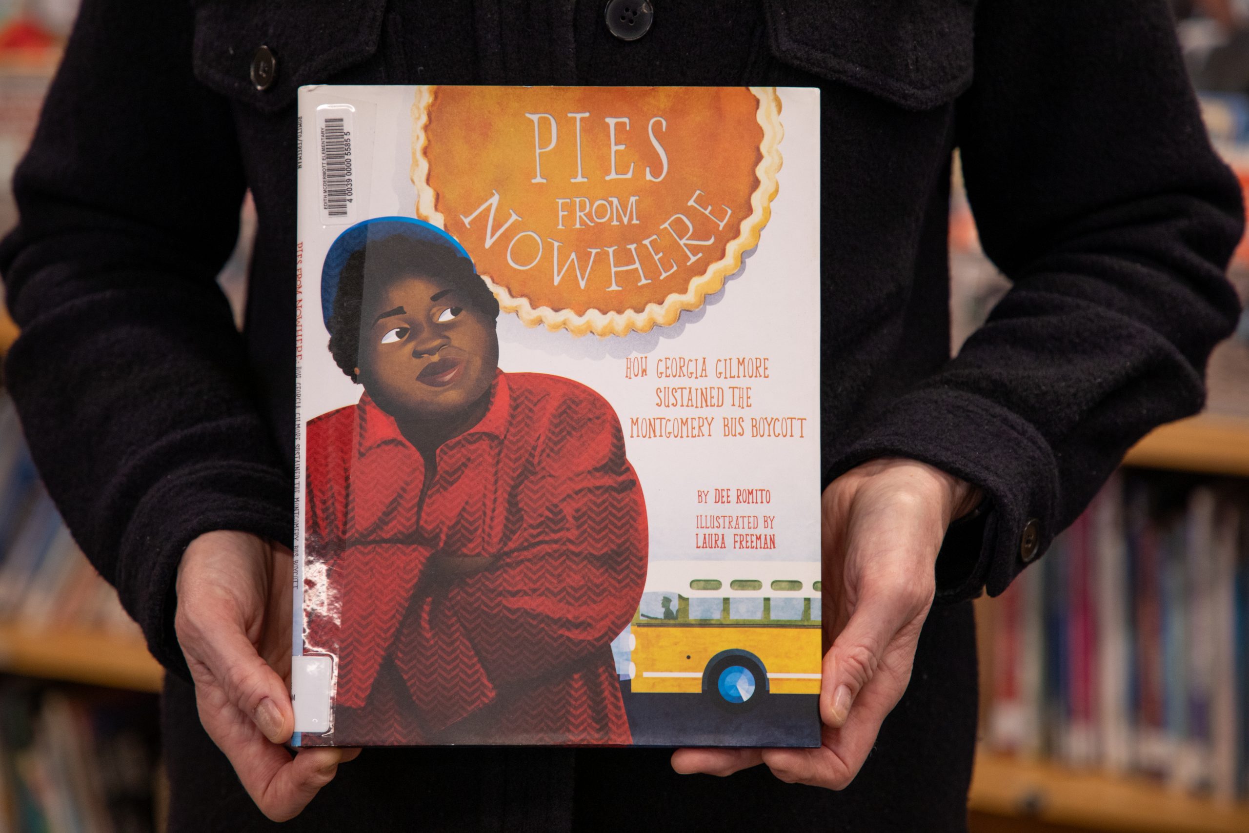 Book cover of "Pies from Nowhere: How Georgia Gilmore Sustained the Montgomery Bus Boycott" by Dee Romito.